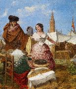 Aragon jose Rafael Courting at a Ring Shaped Pastry Stall at the Seville Fair oil on canvas